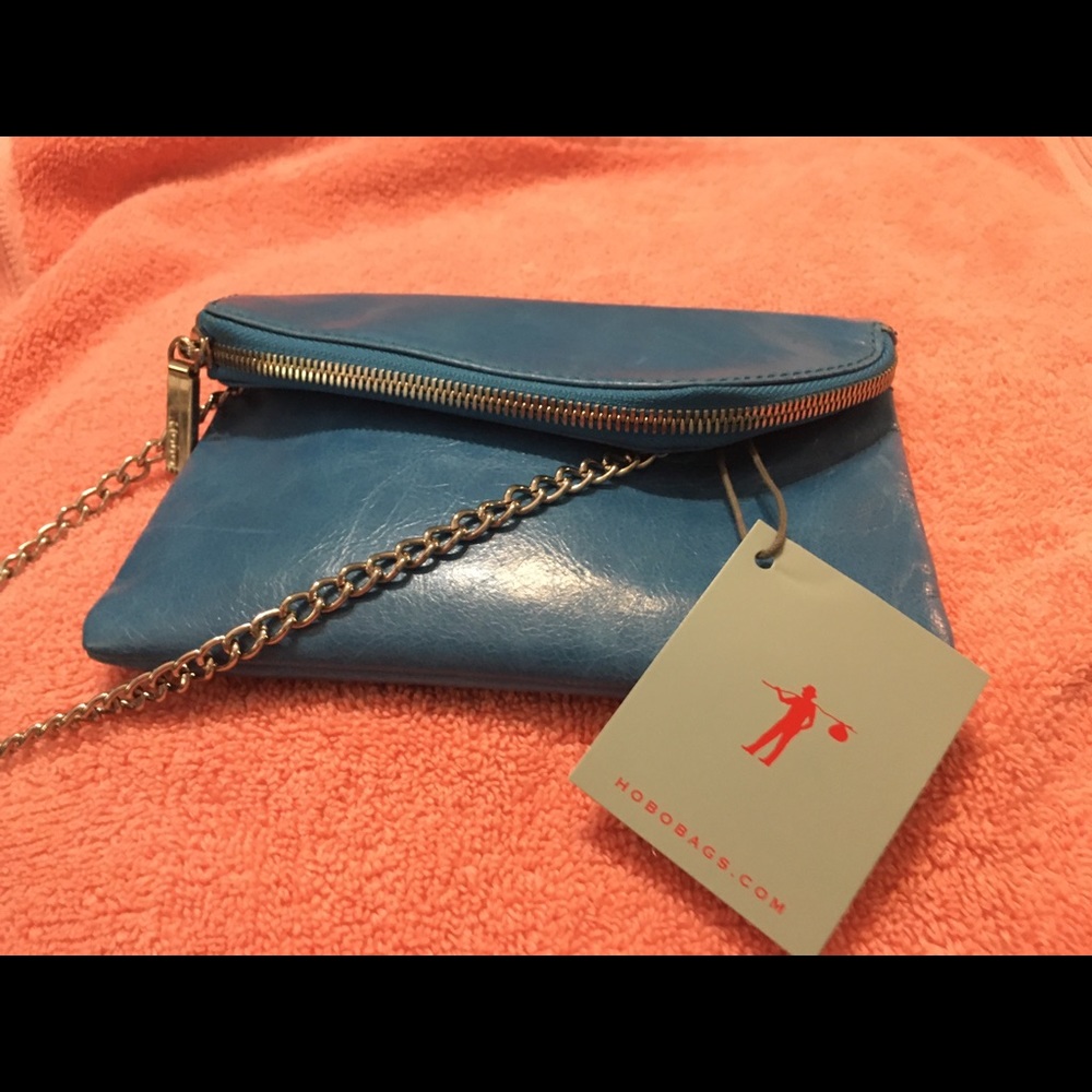 Hobo blue leather small crossbody bag